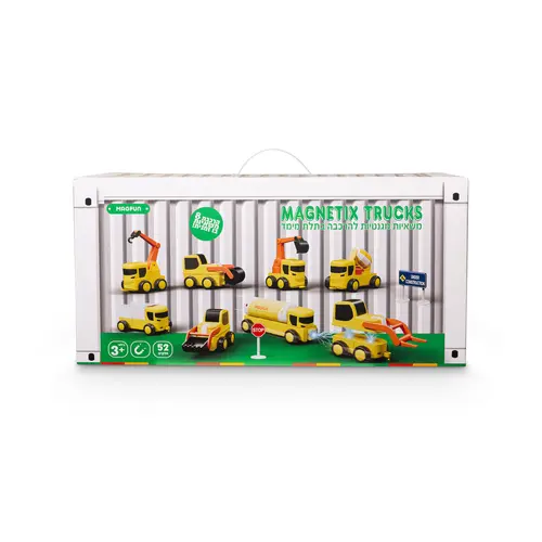 משאיות עבודה מגנטיות מודולאריות – ערכת 52 חלקים