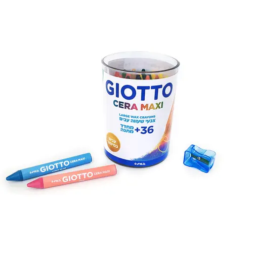 GIOTTO צבעי שעווה עבים 36 גוונים +מחדד