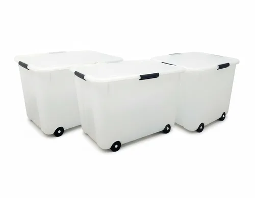 ארגז אחסון מפלסטיק עם מכסה וגלגלים 60 ליטר דגם מגזינו
