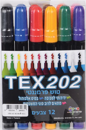 טוש פרמננטי 90 202 12 יח' מעורב קופ' פ.וי.סי