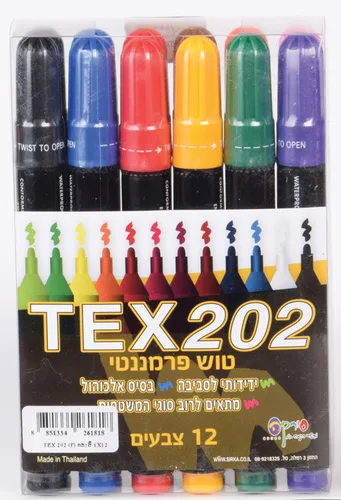 טוש פרמננטי 70 202 12 יח' מעורב קופ' פ.וי.סי