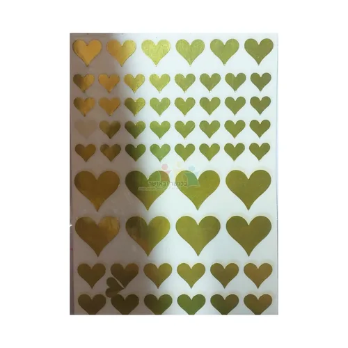 מדבקות לבבות זהב מתכתי