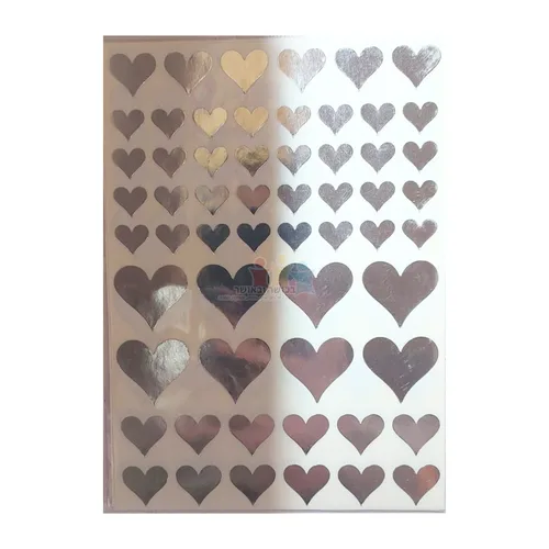 מדבקות לבבות כסף מתכתי