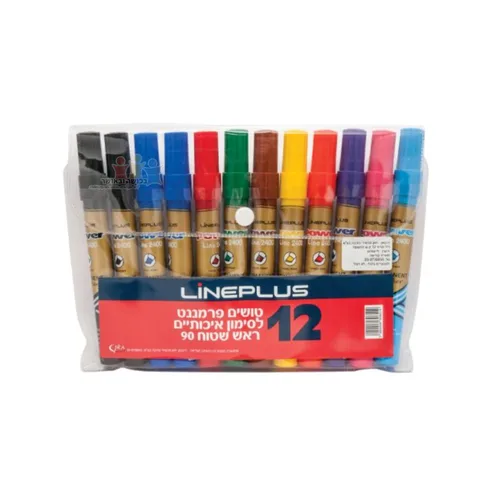 מארז 12 טושים פרמננט ראש שטוח